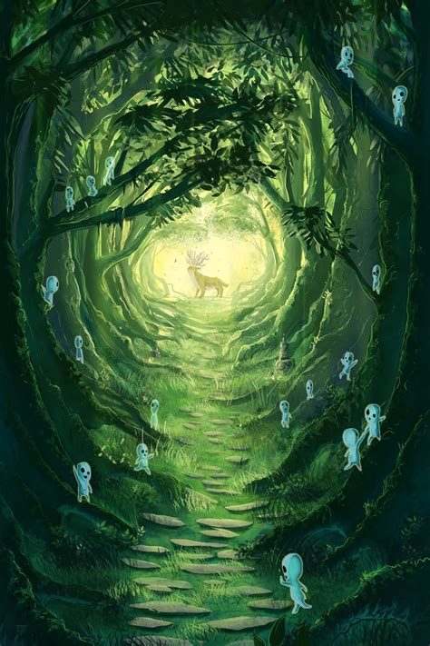 Mononoke soars through the forest of Moro. . Studio ghibli wallpaper iphone